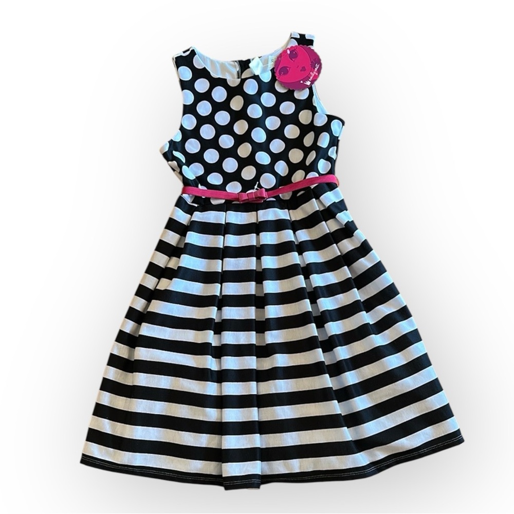 Emily West Black and White Sleeveless A-Line Sundress, Size 12